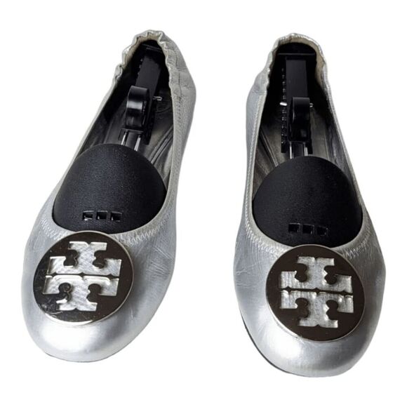 TORY BURCH Claire 'Silver' Ballet Flats Size 10.5M - Picture 5 of 11